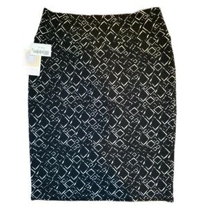 LuLaRoe Cassie Black White Pencil Skirt Knee Geometric Diamond Womens XL‎ NWT
